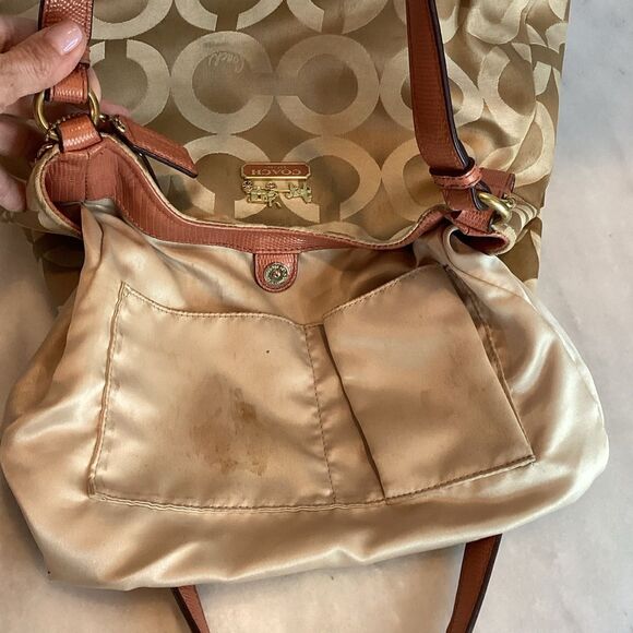 Coach Maggie Madison TanOrange OpArt Classic Hobo - Picture 13 of 16